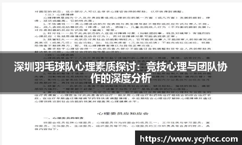 深圳羽毛球队心理素质探讨：竞技心理与团队协作的深度分析